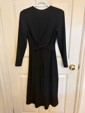 Boohoo Black Long-Sleeve Twist-Back Midi Dress Jumpsuit
